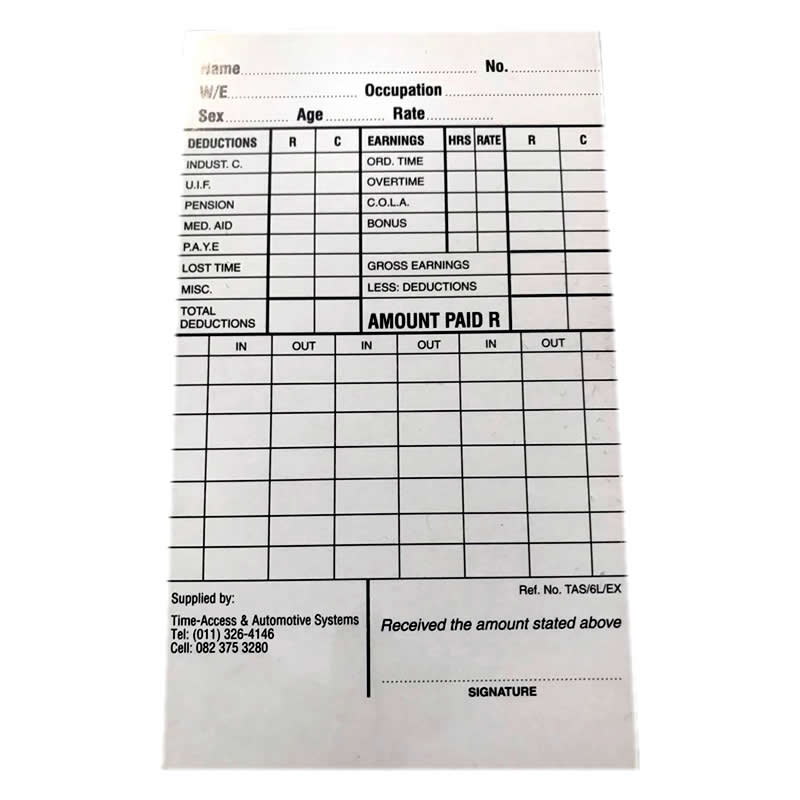 Job A Clock Card Time Attendance